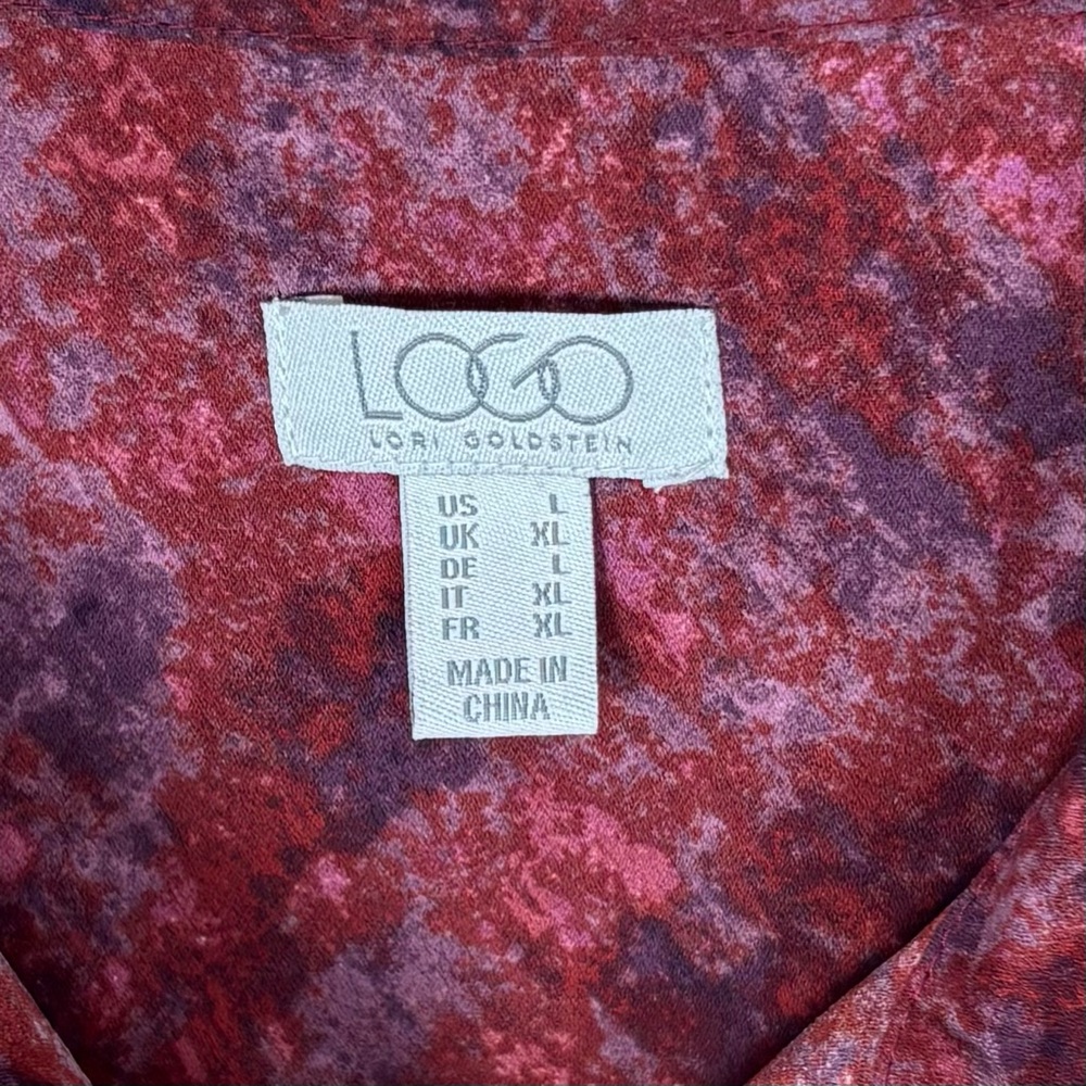 LOGO by Lori Goldstein Stretch Woven Button Front Blouse size Large - Picture 4 of 6